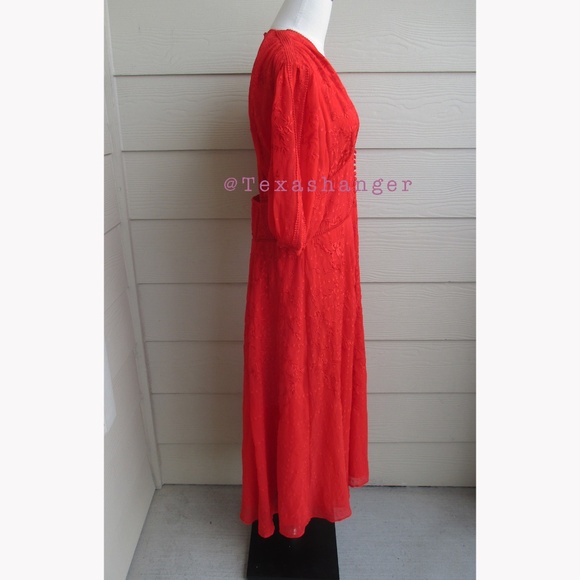 NWT AllSaints Aspen Embroidered Dress Size 6 Red - Picture 13 of 13